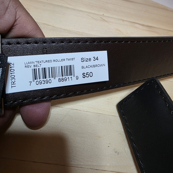 TRUE RELIGION Reversible Belt Men's 34 Lumin Textured Roller Twist Black/Brown - Picture 10 of 12